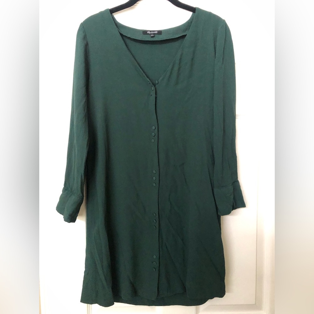 Madewell Spruce Green Long Sleeve Novel Dress